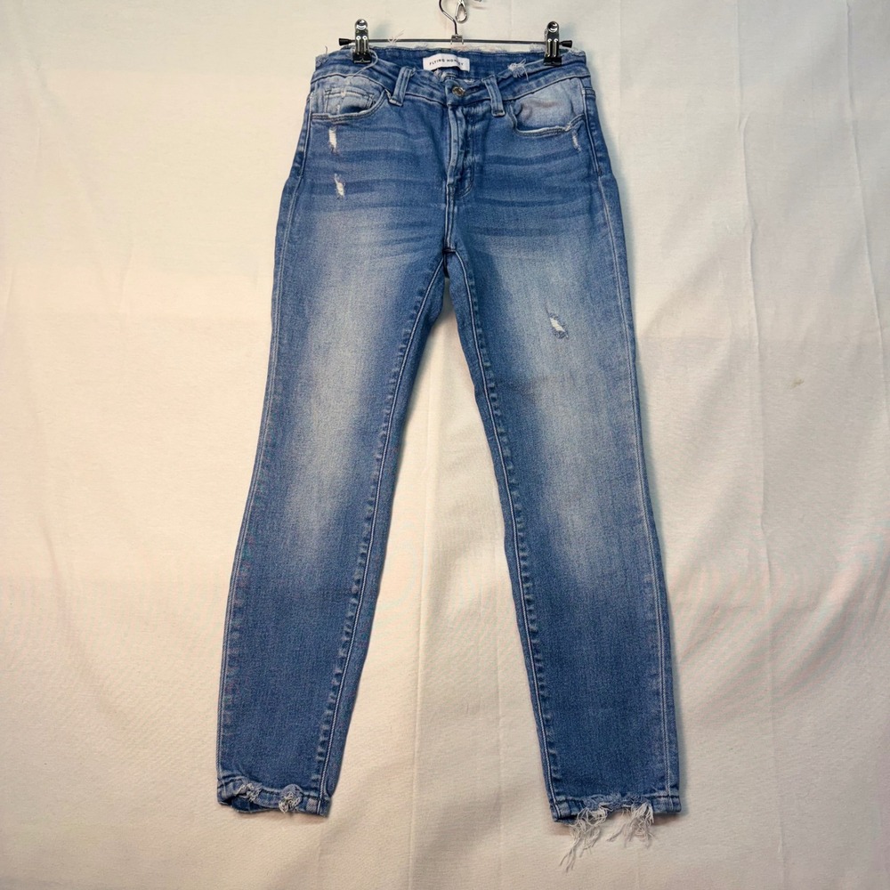 Flying Monkey Distressed Skinny Jeans Medium Wash Raw Hem Y3580 Size 28